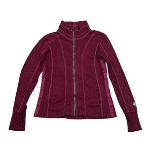 Kuhl Women's Medium Kember Full Zip Jacket Red Burgundy 100% Organic Cotton Sz M